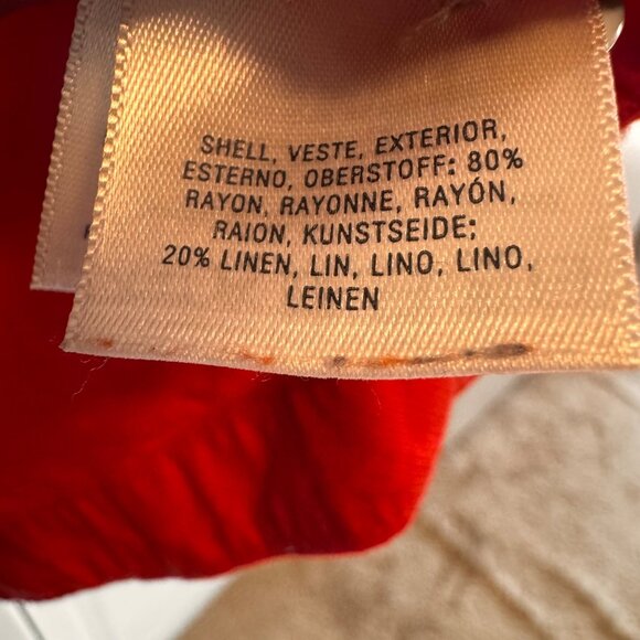 ANTHROPOLOGIE MAEVE RED DELIA TAILORED LINEN RAYON BLEND BUTTON UP SHIRT - Picture 6 of 6